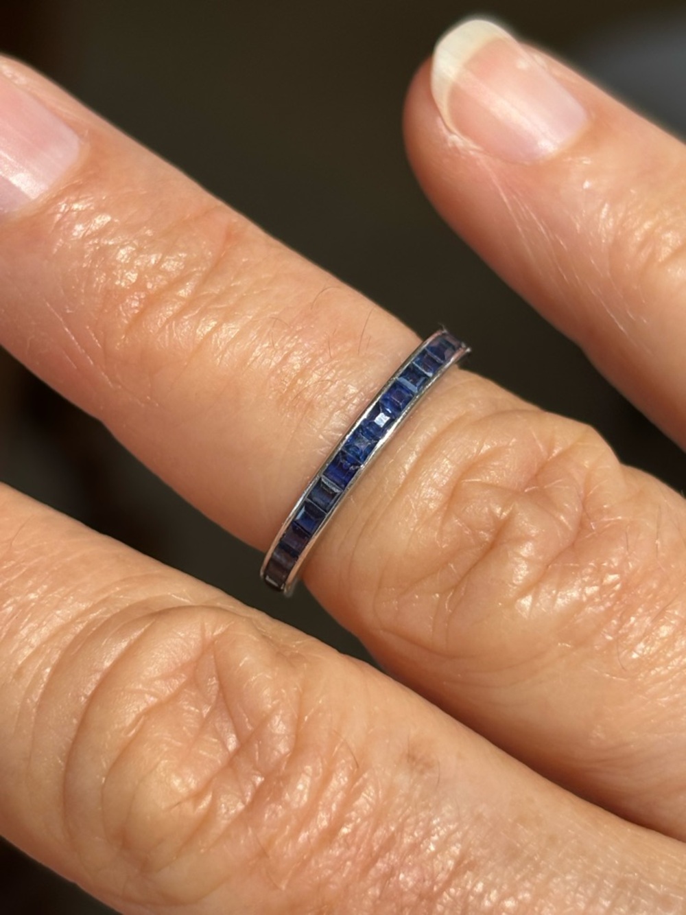 Platinum Blue Sapphire Channel-Set Full Eternity Band 2.3mm Size 5.5